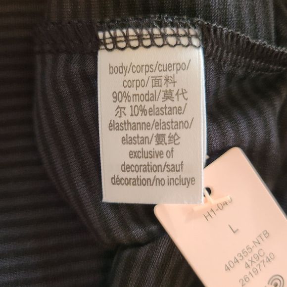 Victoria’s Secret Modal Twist Tie Crop Tee Stripe Black & Grey Large NWT - Picture 7 of 9